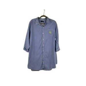 Lauren Ralph Lauren Women's XL Blue White Stripe 100% Cotton Tunic Shirt Dress